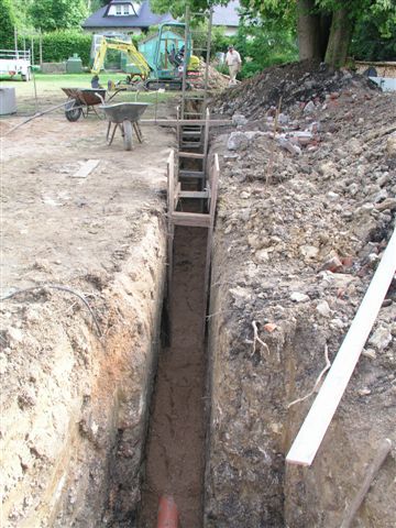 Minibagger Graben für Drainage