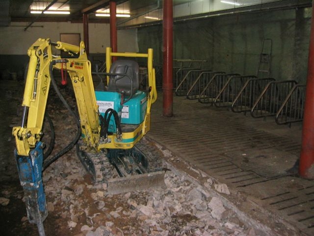 Minibagger mit Specht zum Bodenaufbruch